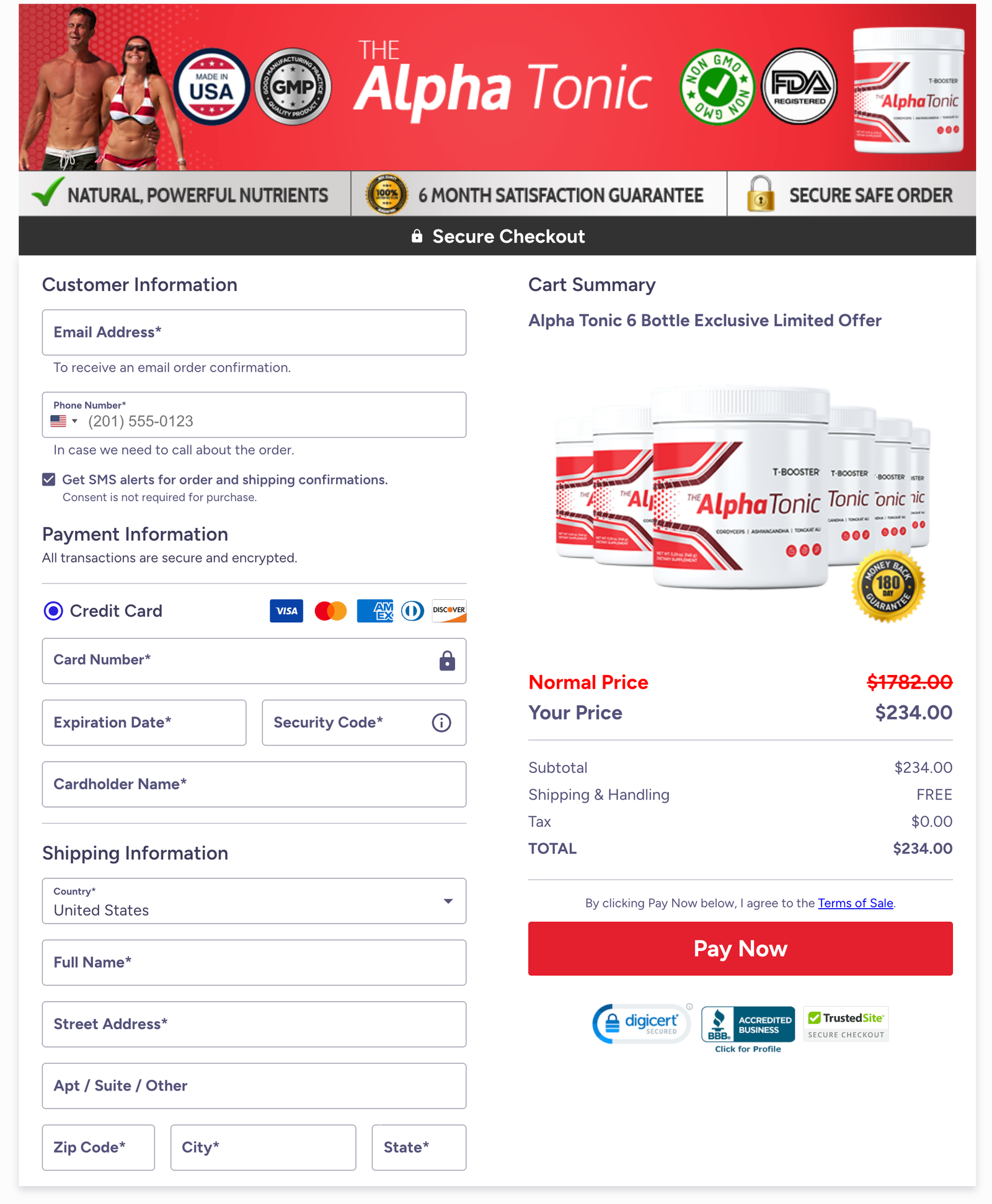 Alpha Tonic Official Website Secure Order Page